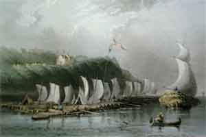 Raft on the St-Laurence at Cape Santé - Bartlett, W. H.