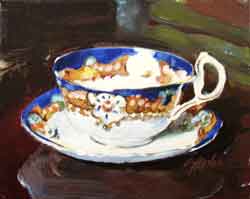 Royal blue & orange tea cup - Pepler, Susan